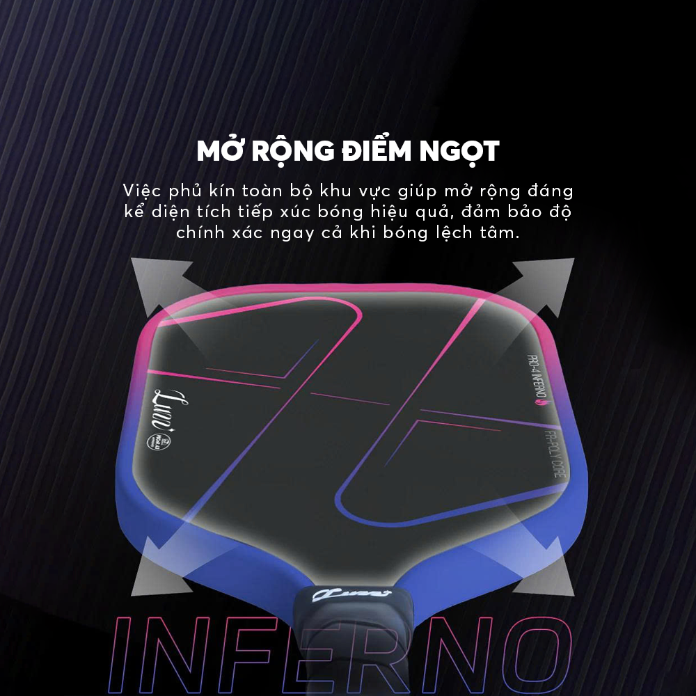 Vợt Pickleball Luzz Inferno Chính Hãng – Hồng - Sức Mạnh Bùng Nổ, Kiểm Soát Ổn Định -  Tăng Spin - Điểm Ngọt Rộng Dễ Thuần